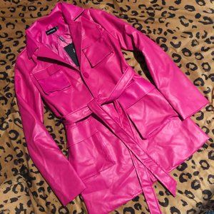 LAST ONE! PrettyLittleThing PLT Hot Pink Faux Leather Jacket NWT